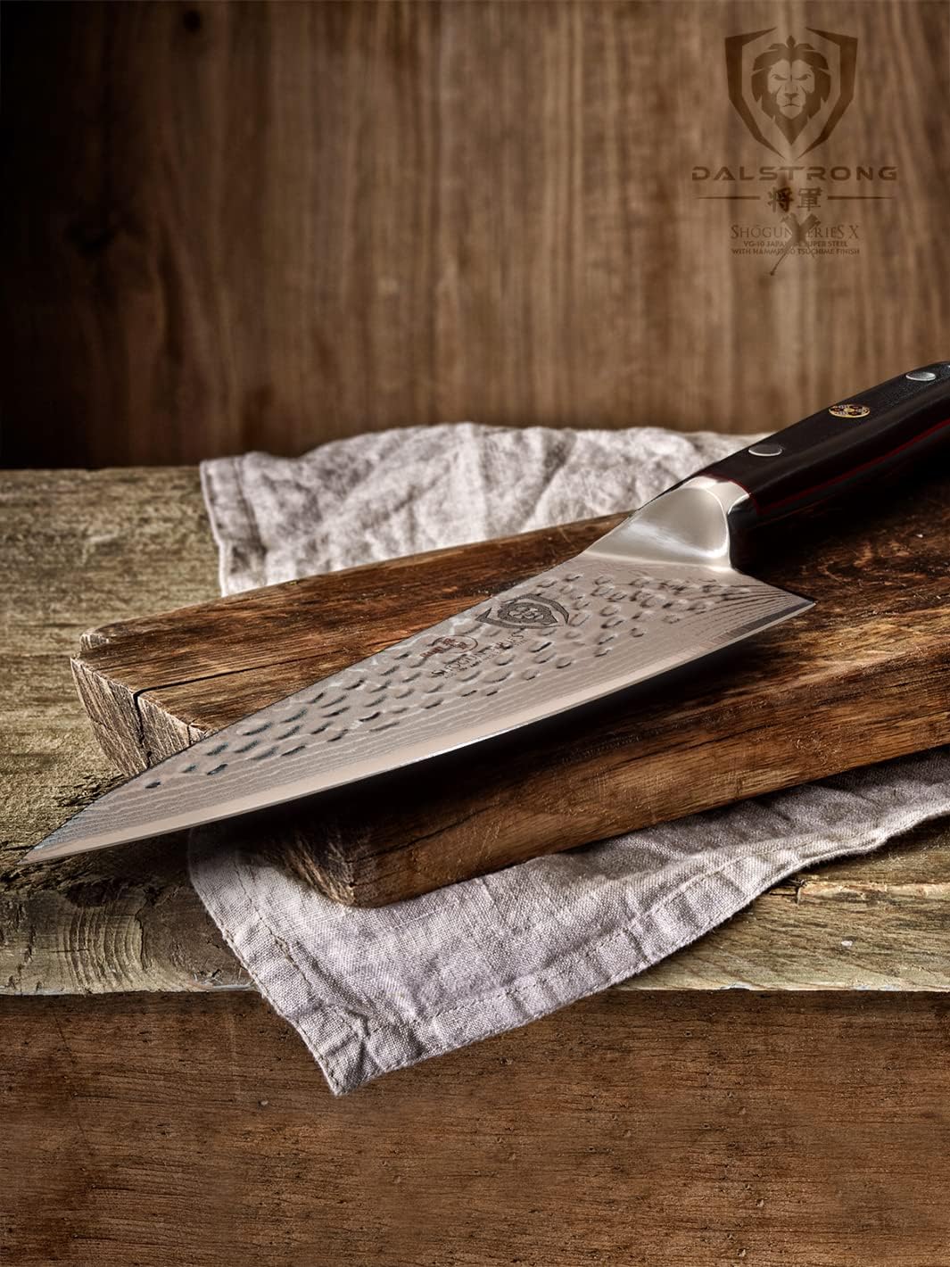 Dalstrong Chef Knife - 6 inch Blade - Shogun Series ELITE - Damascus - Japanese AUS-10V Super Steel - G10 Black Handle - Razor Sharp Kitchen Knife - Hammered Finish Chef's Knife - Sheath