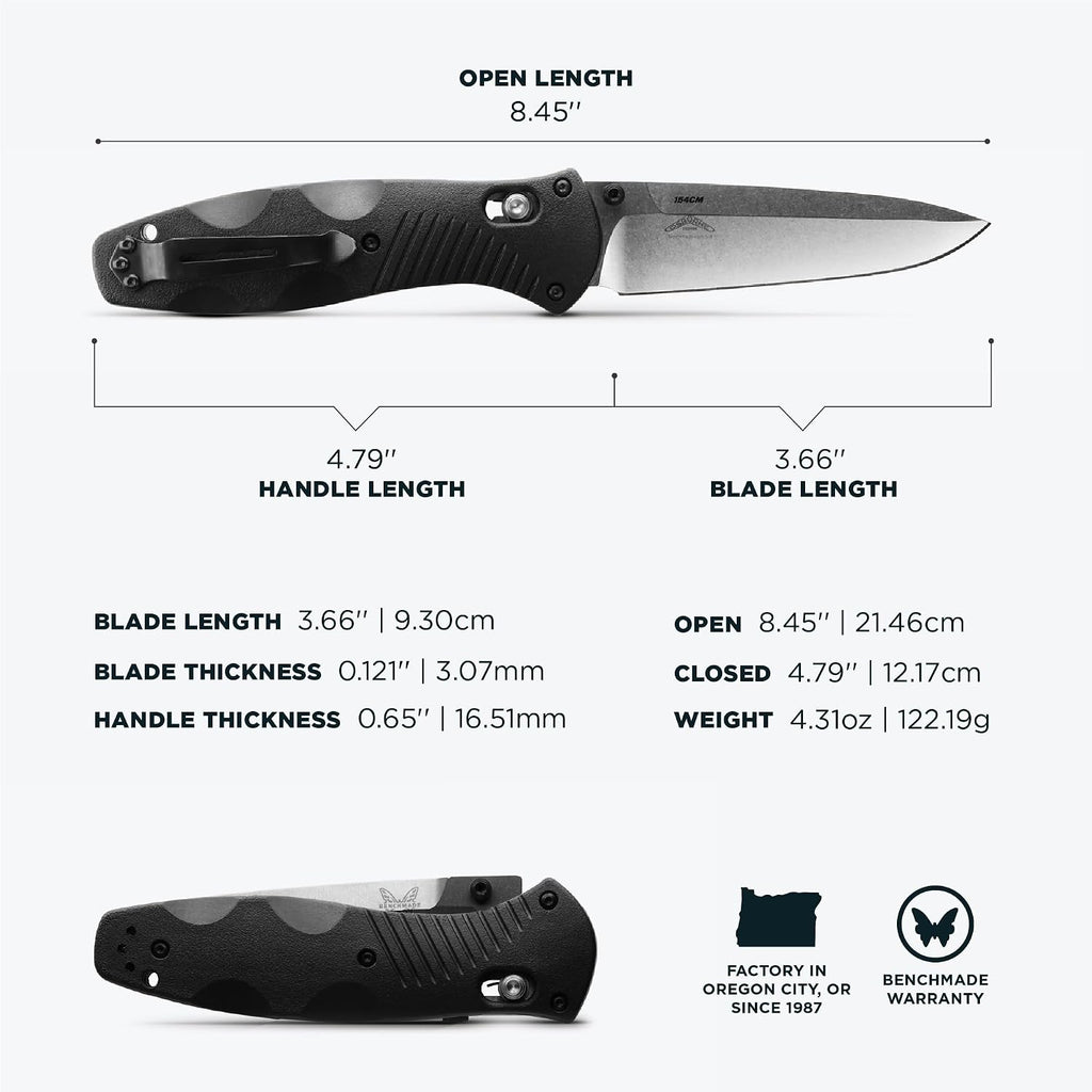 Benchmade - Barrage, Tactical, Every Day Knife, Plain Edge, Drop-Point Blade with Black Valox Handle (580)
