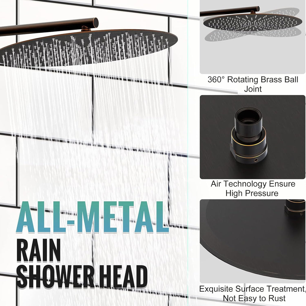 SR SUN RISE Shower Faucet - 16 Inch Multifunctional High Pressure Shower Head System with Handheld Shower Head Fixtures - Valve Included - Oil Rubbed Bronze