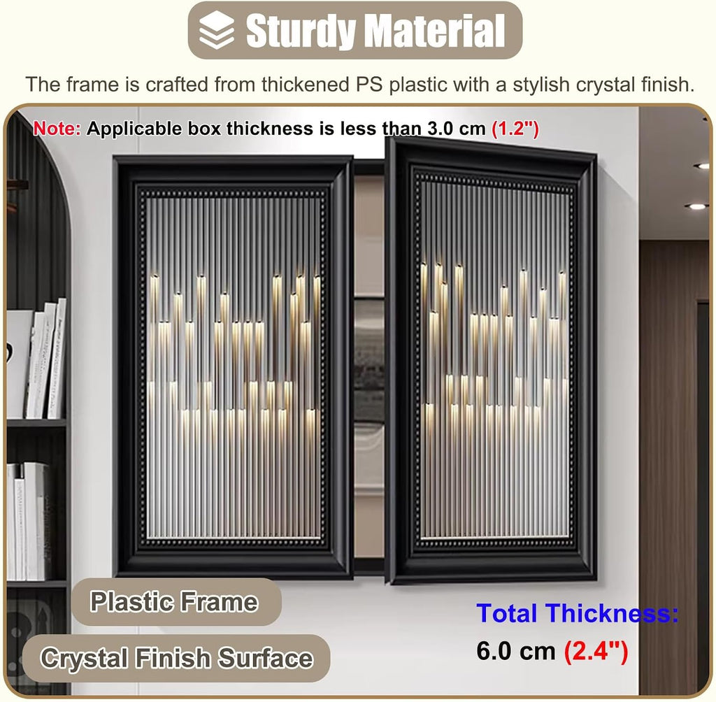 Double Doors Electrical Panel Cover for Decorative Wall, Hide Fuse Box Plate for Consumer Unit Box/Junction Box, Plastic Breaker Box Covers(Deep Coffee,80x60cm(31 1/2x23 5/8in))