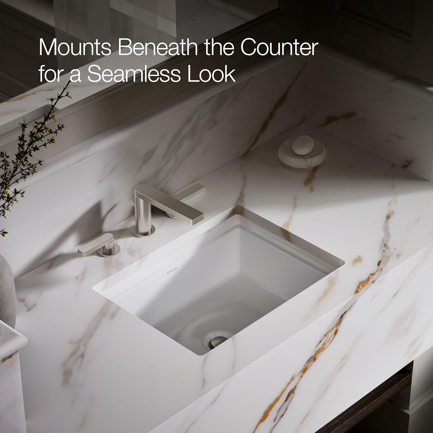 Kohler K-21783-0 Artifacts 21 1/4' Rectangle Undermount Bathroom Sink, White