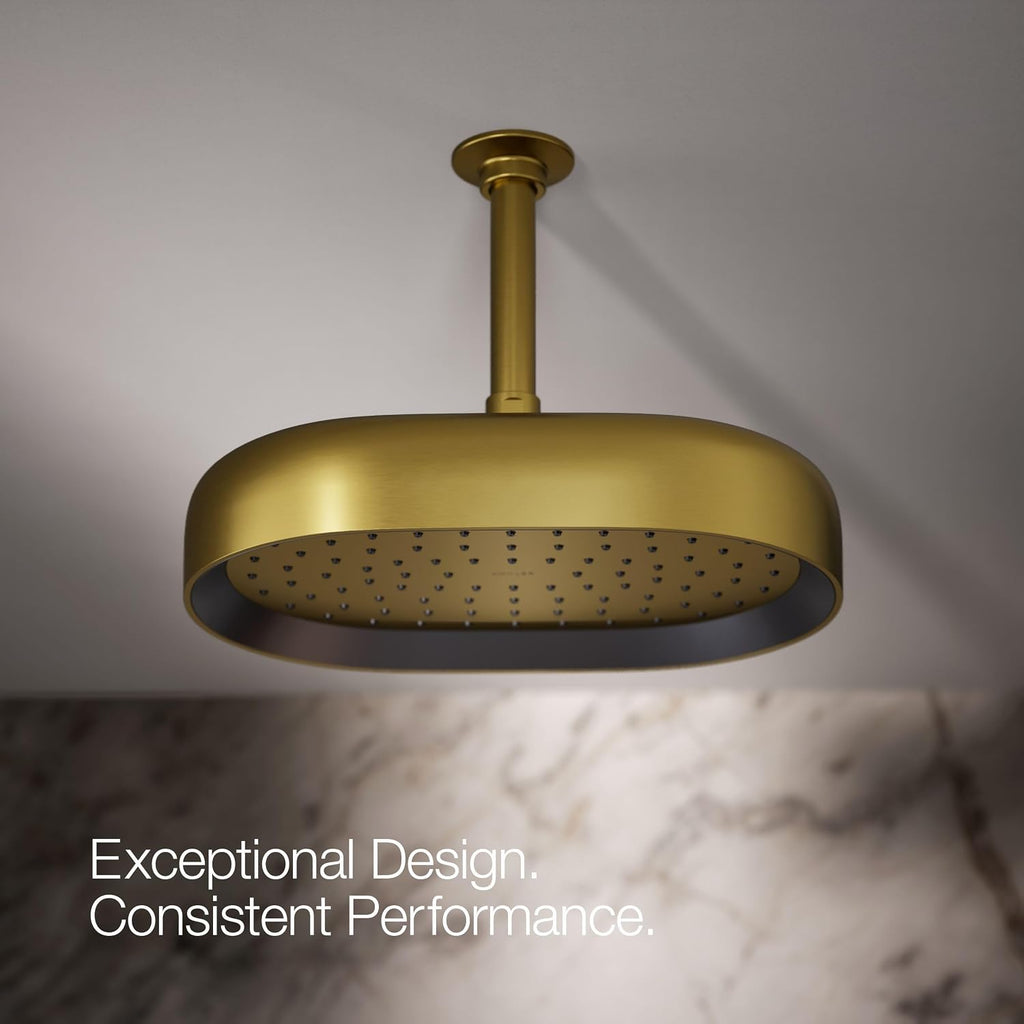 Kohler 26293-G-2MB Statement® Oblong 12' single-function rainhead, 1.75 gpm, Vibrant Brushed Moderne Brass