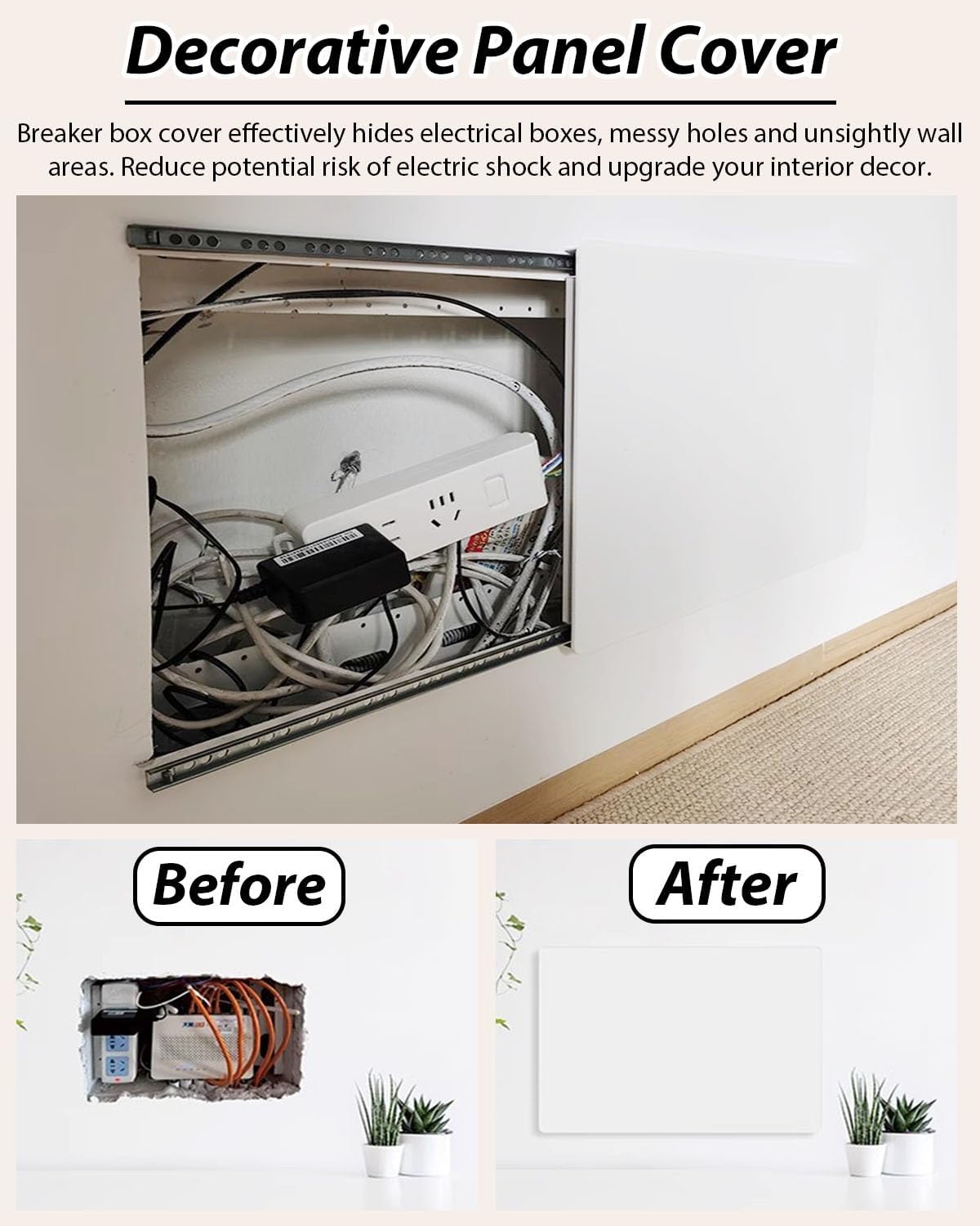 Decorative Sliding Fuse Box Cover, Hidden Painting Electrical Meter Box Cover for Living Room and Corridor