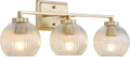 Elliott 3-Light Vanity Light in Brushed Champagne Bronze with Ribbed Clear Shade