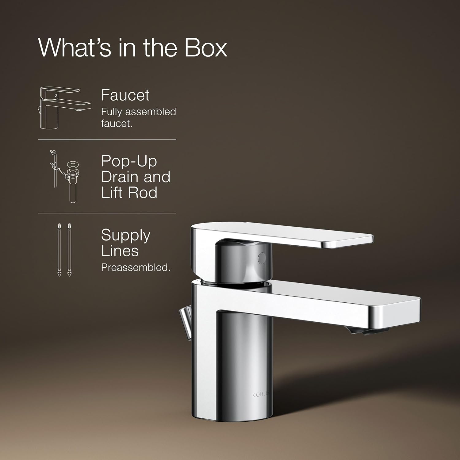 Kohler 24804-4-CP Parallel® Low Single-Handle Bathroom Sink Faucet, 1.2 gpm, Polished Chrome