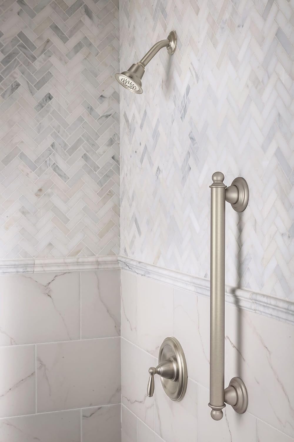 Moen Brantford Brushed Nickel Posi-Temp Pressure Balancing Shower Trim Kit with Shower Head and Lever Handle, Valve Required, T2152BN