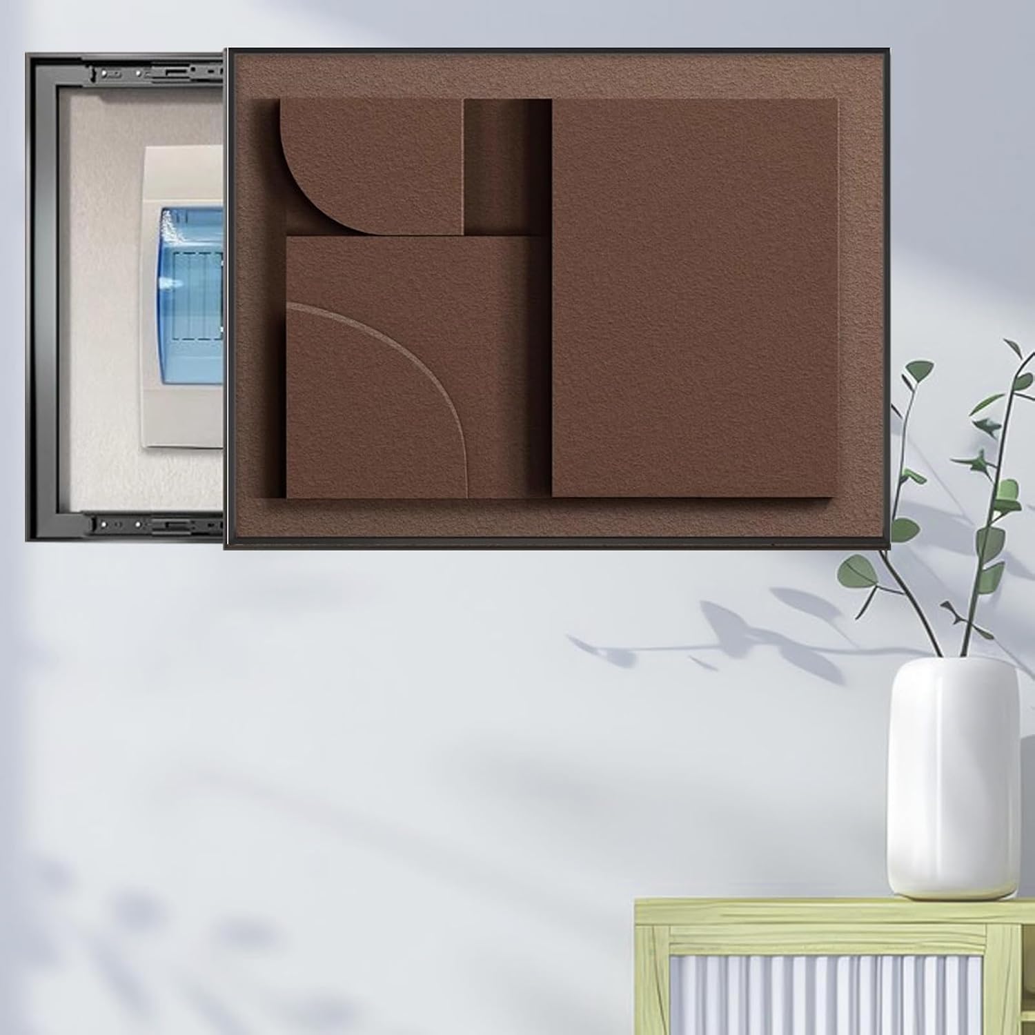 Kitchen Breaker Box Cover for Decorative Wall, Art Tan Electrical Panel Cover for Hide Meter Box/Junction Box, Decorative Fuse Box Cover Horizontal(B,50x40cm(19 3/4x15 3/4in))