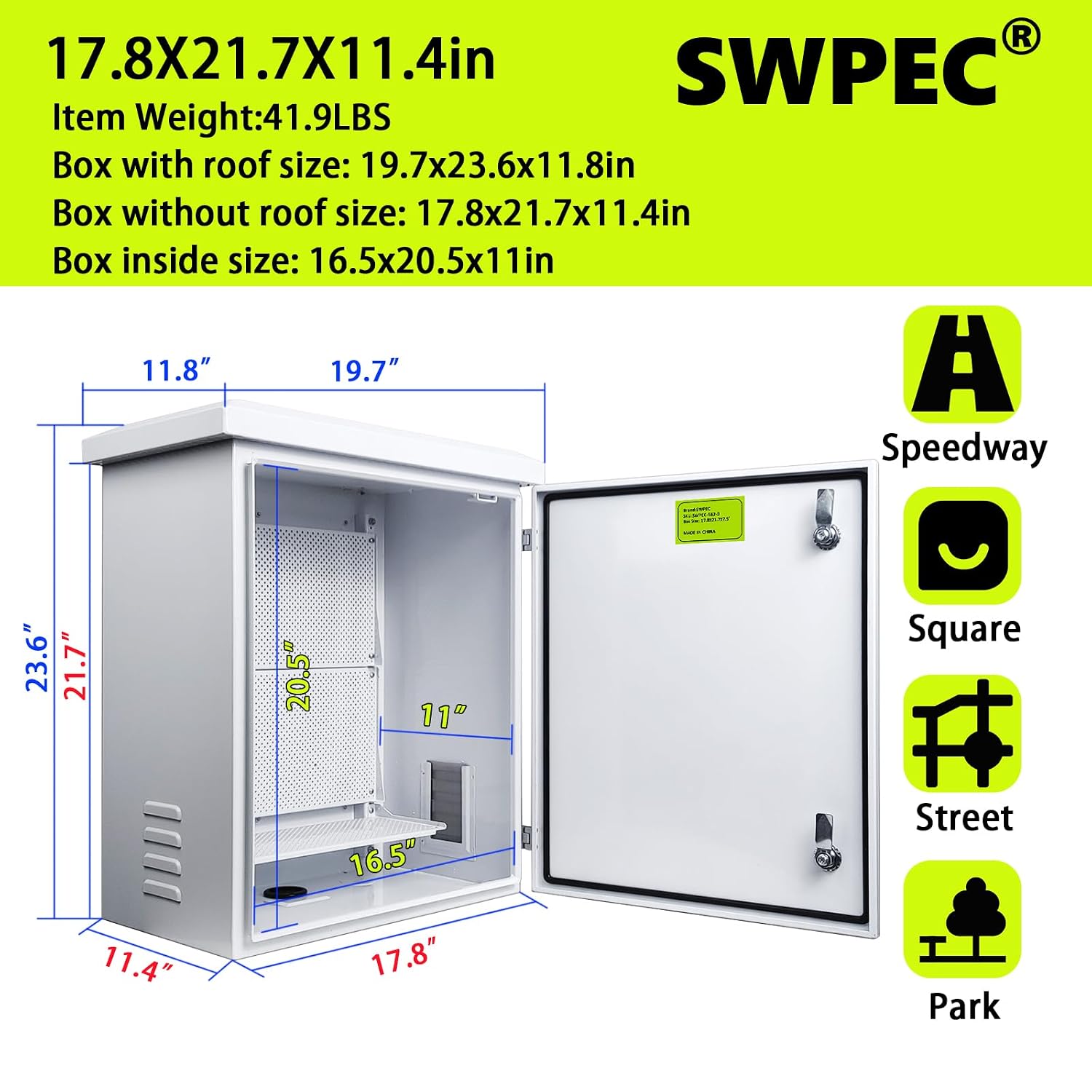 Metal Nema Enclosure with Rain Hood Weatherproof Junction Electric Breaker Box with Fan-Vent Design Electrical Cabinet with Mounting Track Hole in Back 20X24X12