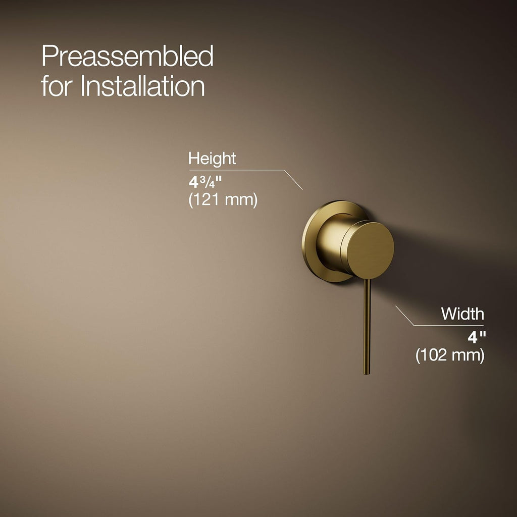 Kohler 77980-4A-2MB Components® Wall-Mount Bathroom Sink Faucet Handle, Vibrant Brushed Moderne Brass