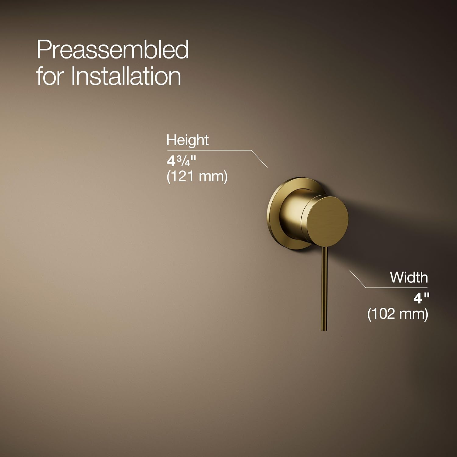 Kohler 77980-4A-2MB Components® Wall-Mount Bathroom Sink Faucet Handle, Vibrant Brushed Moderne Brass
