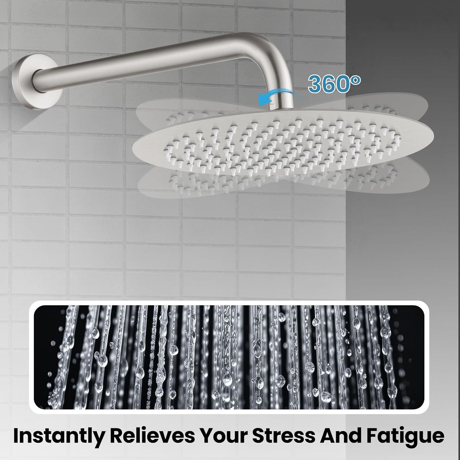 Airuida Shower Faucet Set, Bathtub Faucet Set with 10 Inch Rain Shower Head and Valve,2 Functions Tub Shower Faucet Set for Bathroom-Brushed Nickel