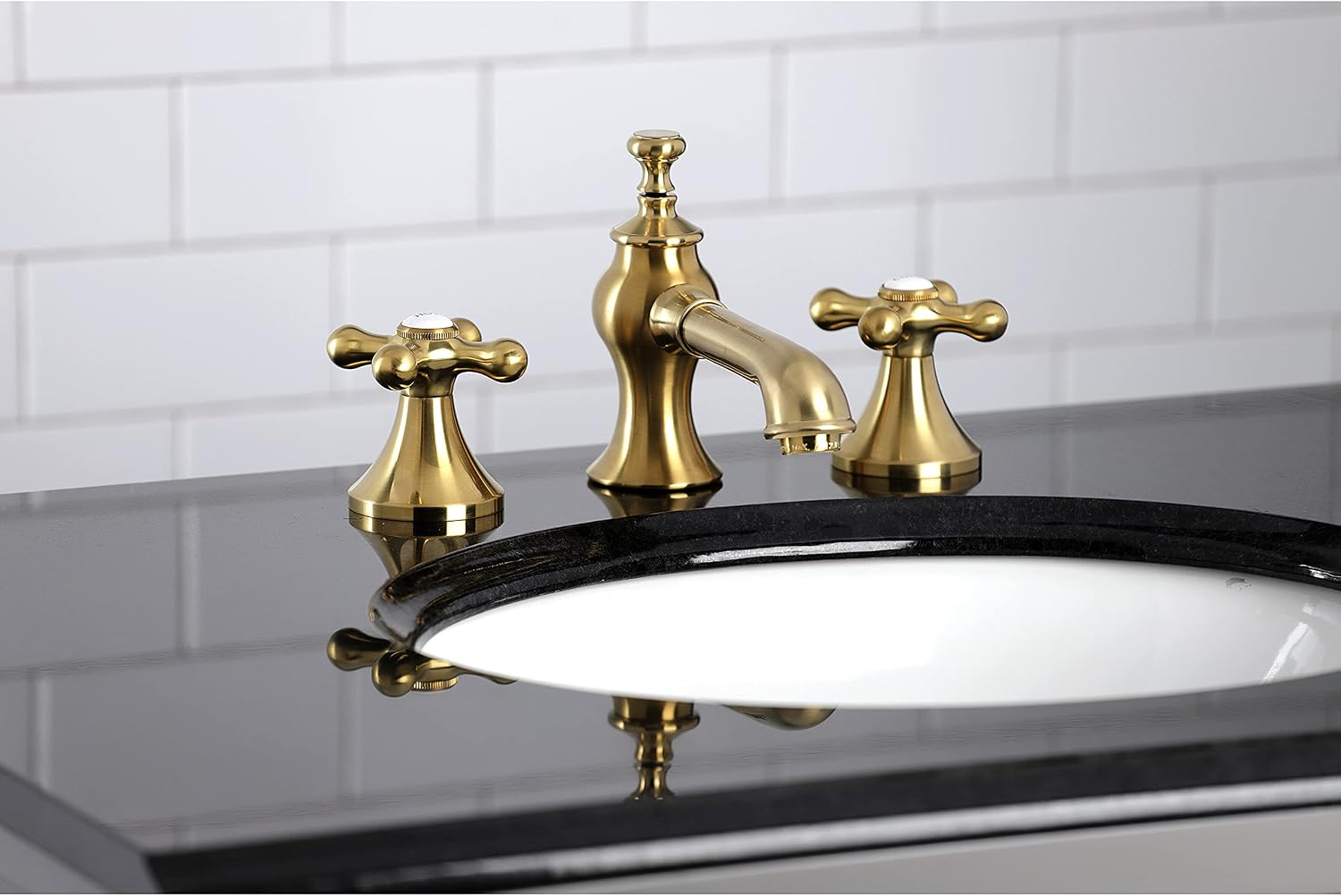 Kingston Brass KC7067AX Vintage 8 in. Widespread Bathroom Faucet, Brushed Brass