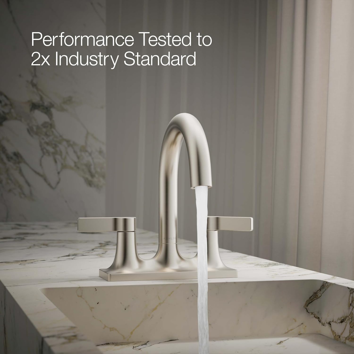 KOHLER K-28124-4N-BN Venza® Centerset Bathroom Faucet, 3-Hole, Bathroom Sink Faucet, 0.5 GPM, Vibrant Brushed Nickel