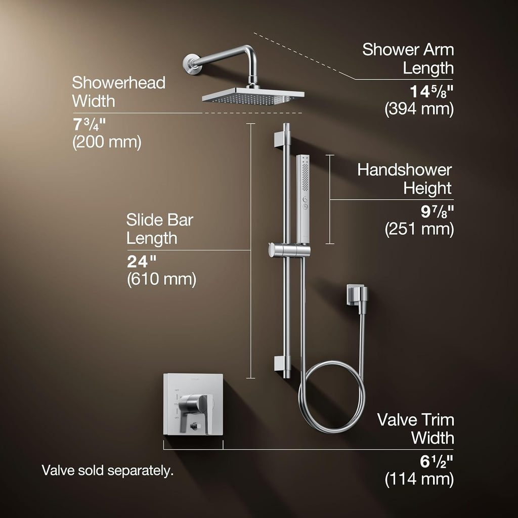 Kohler K-26273-G-CP Honesty Shower Kit with Showerhead, Handshower, and Trim, 1.75 gpm, Polished Chrome