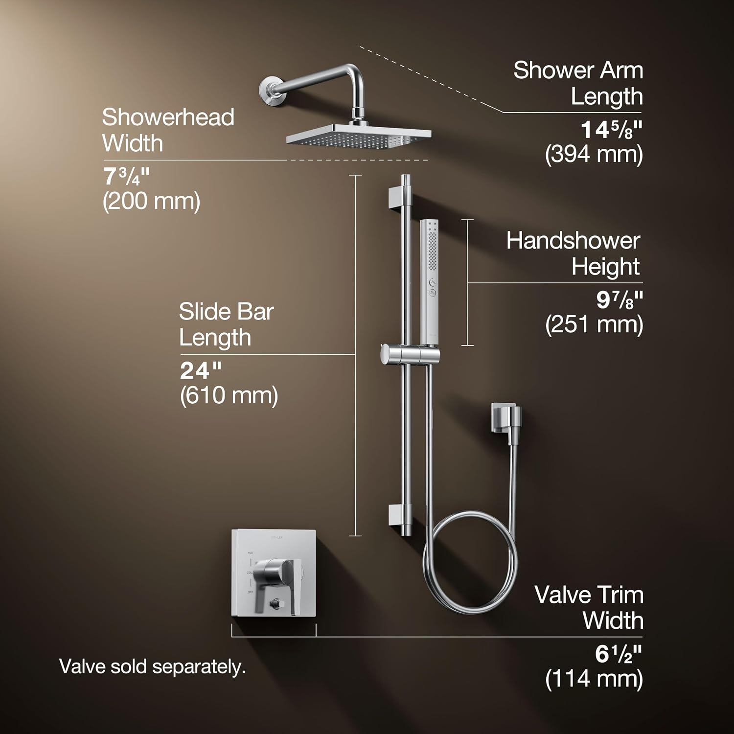 Kohler K-26273-G-CP Honesty Shower Kit with Showerhead, Handshower, and Trim, 1.75 gpm, Polished Chrome