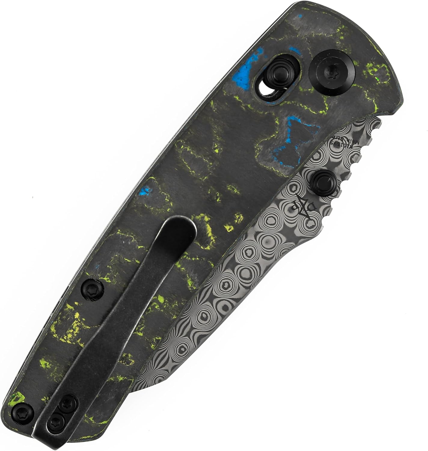 KANSEPT Elite Main Street Pocket Knife, 3.36'' Damascus Tanto Blade, Gecko Camo Carbon Handle with Thumb Stud,Clip for EDC, Men Gift Camping Survival Folding knives K1015V5