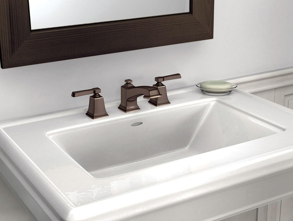 Moen Boardwalk Two-Handle High Arc Widespread Bathroom Sink Faucet for 3-Hole Setups with Valve Included, Mediterranean Bronze, TV6220BRB