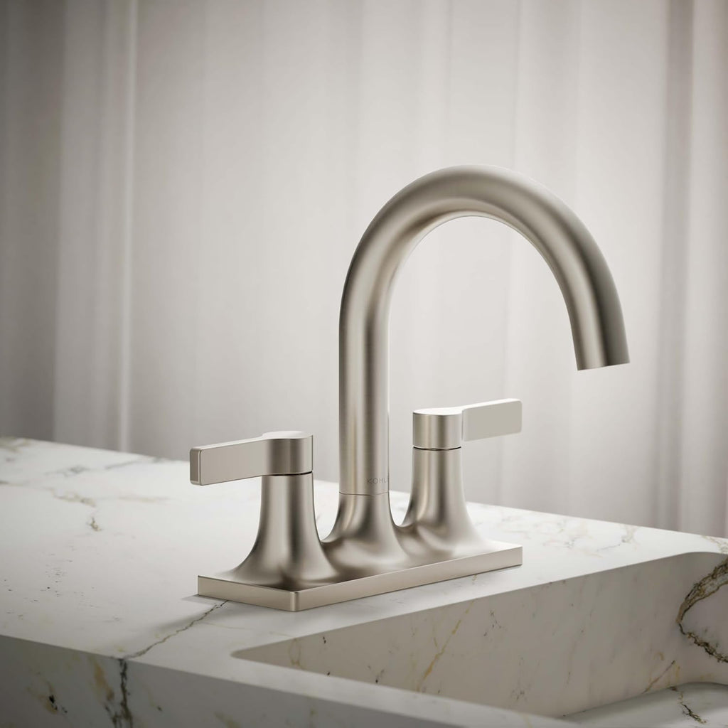 KOHLER K-28124-4N-BN Venza® Centerset Bathroom Faucet, 3-Hole, Bathroom Sink Faucet, 0.5 GPM, Vibrant Brushed Nickel
