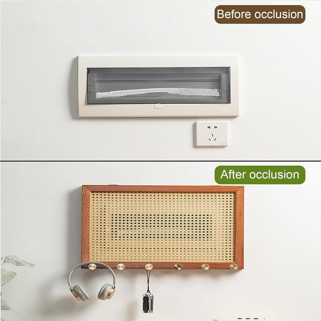Electrical Panel Cover with Hook, Wall Mounted Fuse Box Cover, Wood Decorative Panel Protective Lid, Magnetic Flip-Up Design, Wide Range of Applications(50 * 40cm/19.7 * 15.7in)