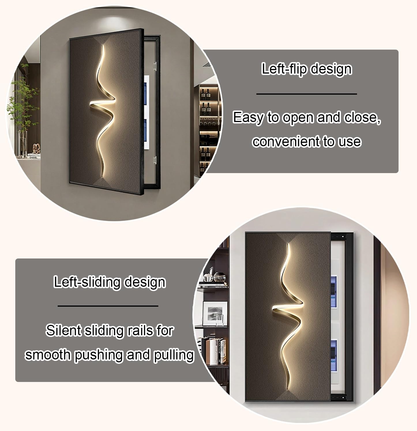 Electric Meter Box Decorative Painting, Wall Mounted Electrical Panel Cover, Fuse Box Covers, Flip or Sliding Design, Simple Install, Easy to Clean(Brown 2,45 * 90cm/17.7 * 35.4in)