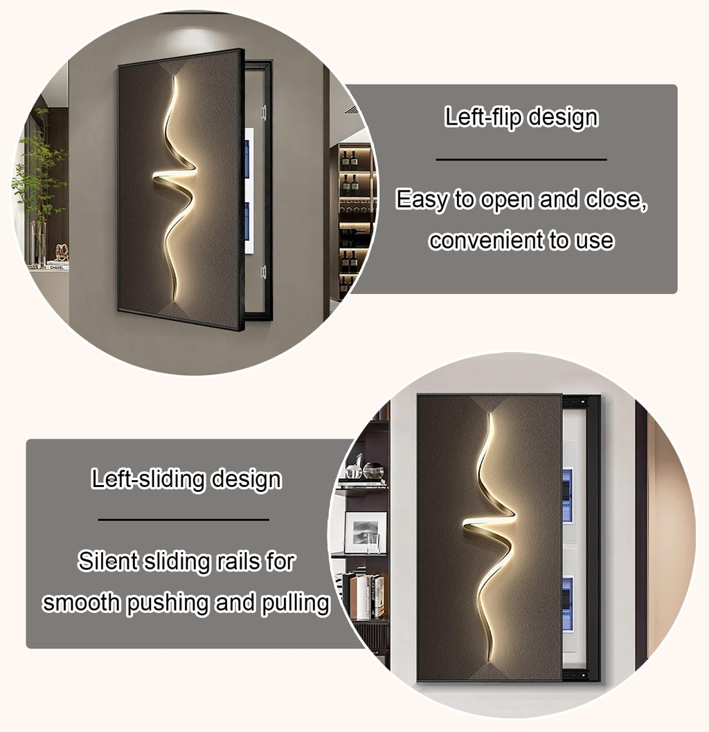Electric Meter Box Decorative Painting, Wall Mounted Electrical Panel Cover, Fuse Box Covers, Flip or Sliding Design, Simple Install, Easy to Clean(Brown 4,40 * 60cm/15.7 * 23.6in)