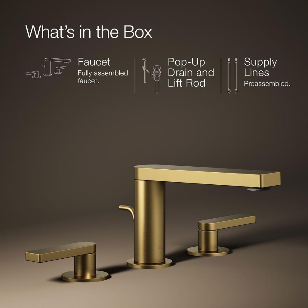 Kohler 73060-4-2MB Composed® Widespread Bathroom Sink Faucet with Lever Handles, 1.2 gpm, Vibrant Brushed Moderne Brass