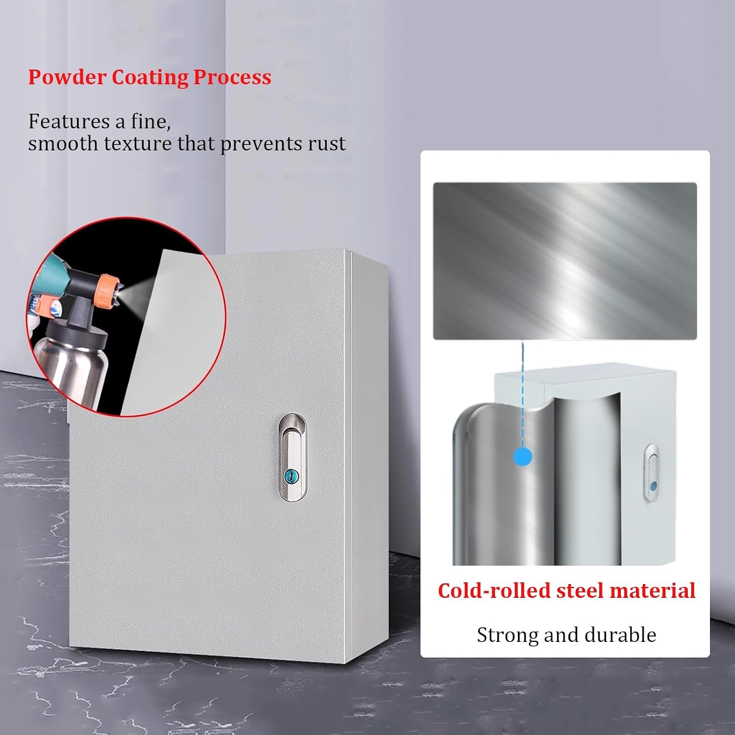 Steel Electrical Junction Box, Moisture Proof Metal Electrical Box with Safety Lock, Sleek Wall-Mounted Distribution Enclosure, Perfect for Home Renovation & Daily Use(50x40x25cm)