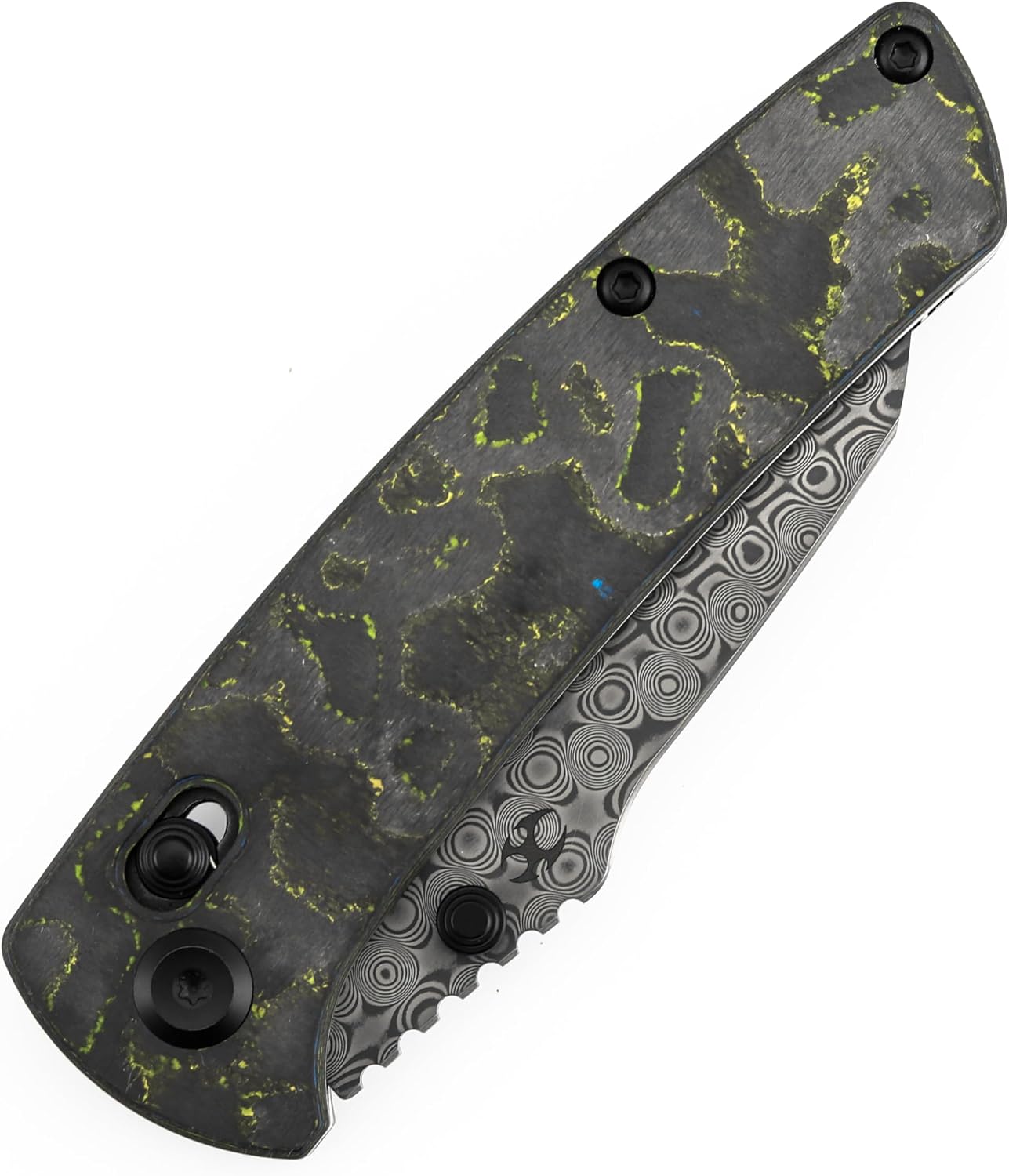 KANSEPT Elite Main Street Pocket Knife, 3.36'' Damascus Tanto Blade, Gecko Camo Carbon Handle with Thumb Stud,Clip for EDC, Men Gift Camping Survival Folding knives K1015V5