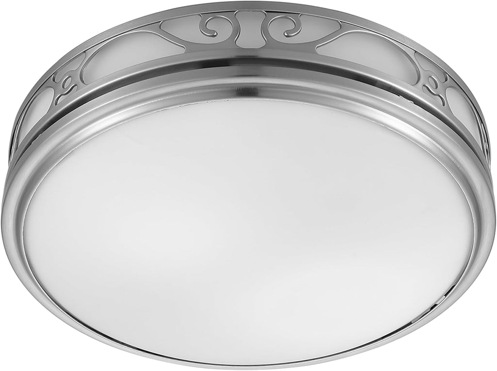 Good Housekeeping (83008) Roman Decorative 110 CFM 3.0 Sones Bathroom Ventilation Exhaust Fan with Light & Night-Light in Brushed Nickel