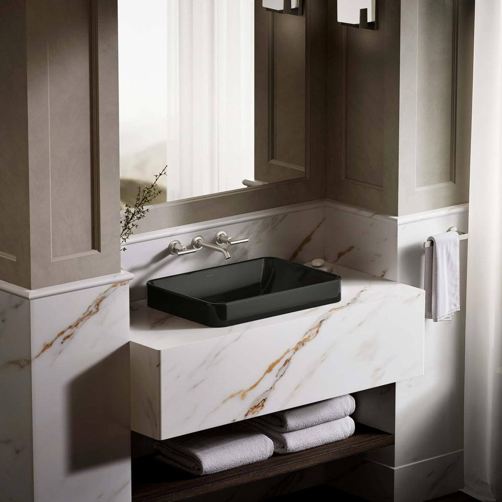 Kohler 5373-7 Bathroom Sink Vox Rectangle Vessel, Black