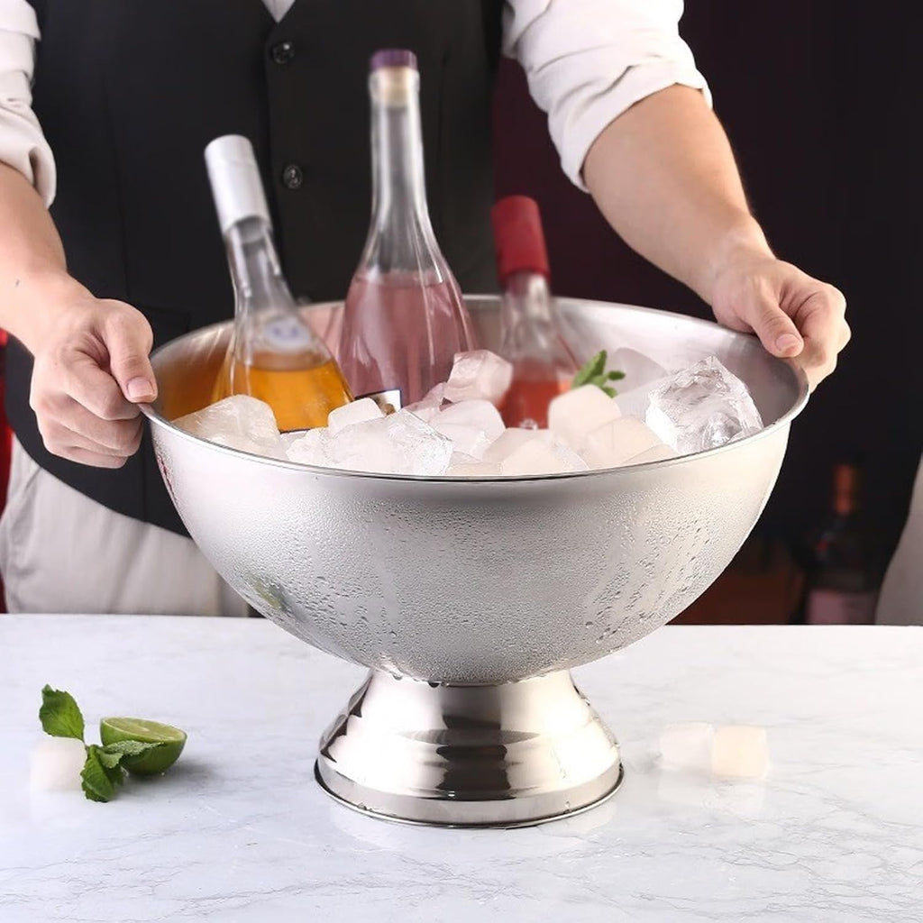 Ice Cube Trays 13.5L Stainless Steel Insulated Metal Ice Bucket, Large Ice Buckets for Parties, Beverage Tub/Ice Bucket Champagne Buckets for Business and Family Party Ice Bucket For Party(Gold)