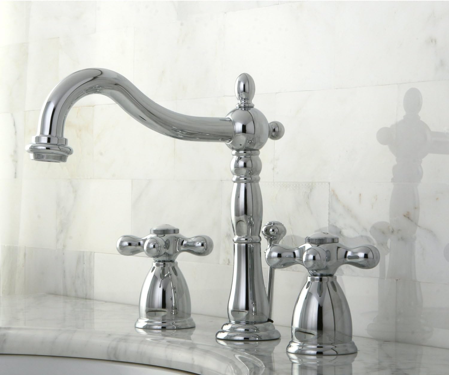 Kingston Brass KB1971AX Heritage Widespread Lavatory Faucet, Polished Chrome,8-Inch Adjustable Center