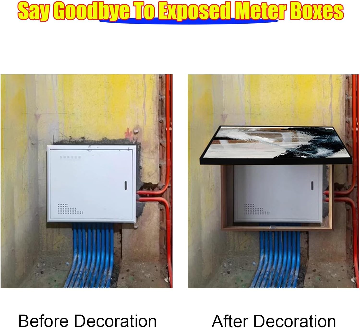 Large Electric Meter Lid with Screws, Outdoor Gas Meter Box Cover Decor, Flip Lid Breaker Box Cover for Conceals Hotel/Farmhouse/Cafe Wall Flaws(L-Flip Lid W 18cm,50x60cm/19.7x23.6in)