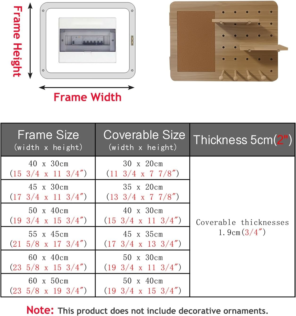 Electrical Panel Cover Electrical Panel Cover with Hook & Shelf, Wood Distribution Cover Hide Breaker Box, Removable Decorative Fuse Box Covers, Hanging Clothing(WXL-60 x 40CM-23.6x15.7)