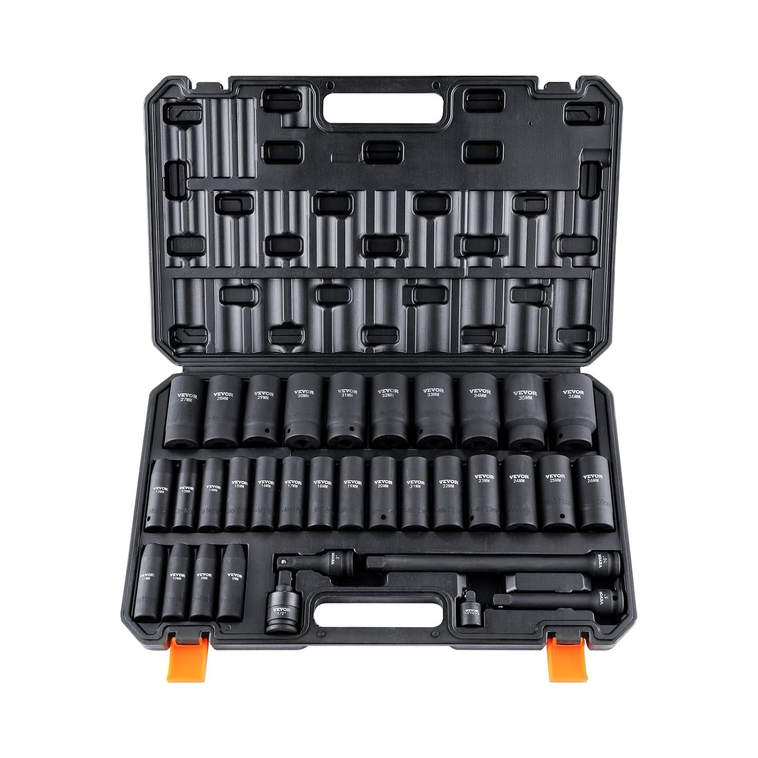 VEVOR 1/2' Drive Impact Socket Set & Impact Drive Socket Set 1/2 Inches 19 Piece Impact Sockets SAE