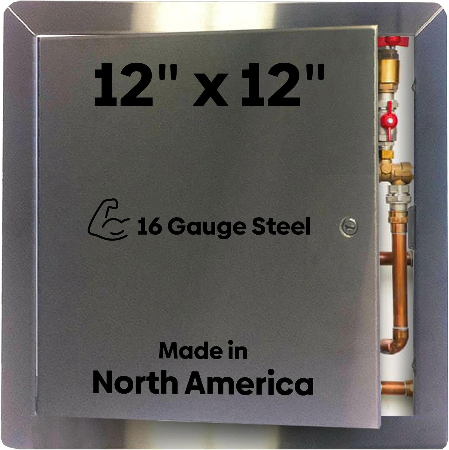 Best 12' x 12' Universal Access Panel with Flange, 16-Gauge 304 Stainless Steel Access Door for Non-Rated Wall/Ceiling, LEED Compliant Panel with Hidden Pin Hinge, Screwdriver Latch, BA-UAP-SS-FBA