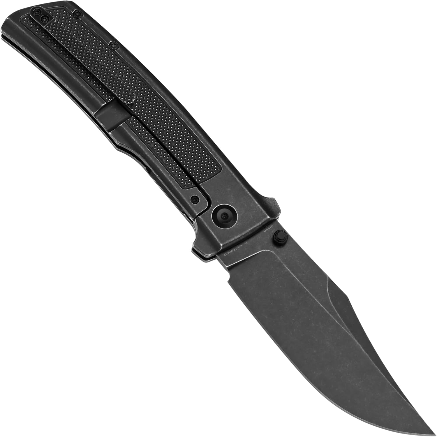 KANSEPT Bison Pocket Folding Knife, 4.25'' Blackwash CPM S35VN Steel Sharp Blade, Black Titanium with Frag Pattern Handle, Frame Lock and Thumb Stud for Edc, Camping Hiking Knives K1108A4