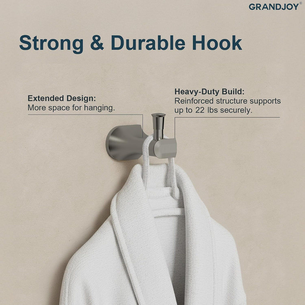 4-Piece Brushed Nickel Bathroom Hardware Set, 304 Stainless Steel Rustproof Wall Mounted, 24 Inch Double Towel Rack, Towel Ring, Robe Hook, Toilet Paper Holder