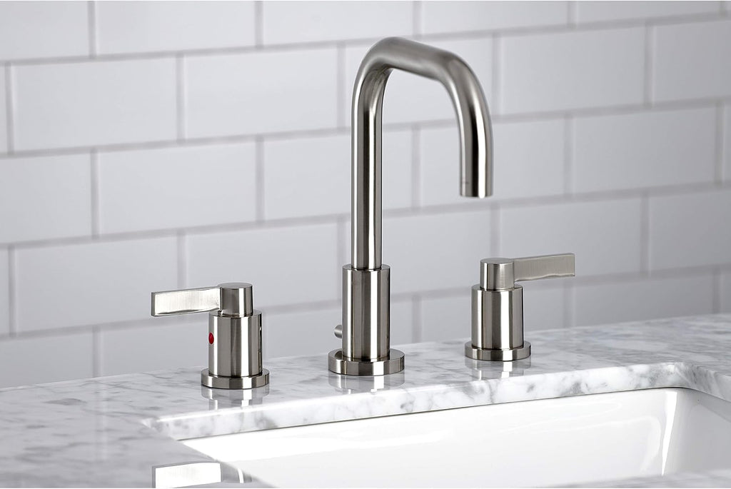 Kingston Brass FSC8938NDL NuvoFusion Widespread Bathroom Faucet with Pop-Up Drain, Brushed Nickel