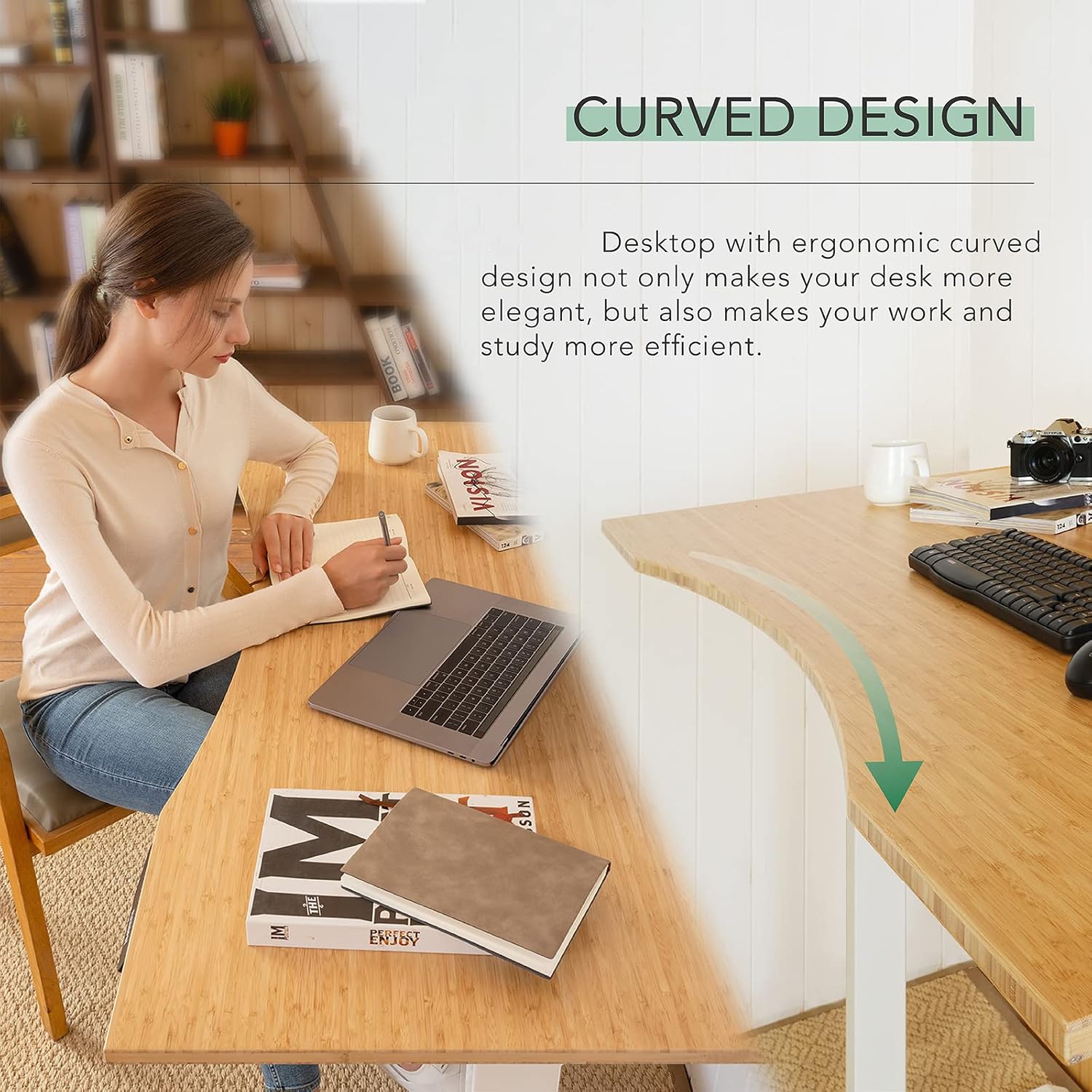 FLEXISPOT E6 Pro 78' x 30' Organic Modern Bamboo Standing Desk, Dual Motor 3-Stage Height Adjustable Desk with Oval Legs, Heavy Duty 330lbs, Bamboo Desktop with Ergonomic Curved Edge, Black Frame