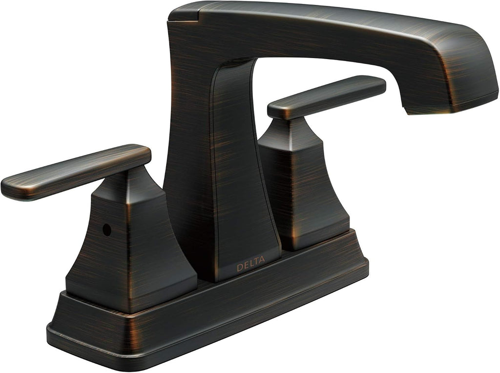 Delta Faucet Ashlyn Centerset Bathroom Faucet, Oil Rubbed Bronze Bathroom Sink Faucet, 2 Handle Bathroom Faucet, Diamond Seal Technology, Metal Drain Assembly, Venetian Bronze 2564-RBMPU-DST