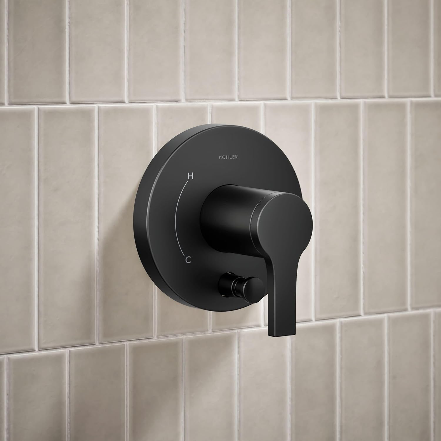 KOHLER T35326-4G-BL, Elate Rite-Temp Shower Trim Kit with Push-Button Diverter, 1.75 GPM Showerhead, Matte Black, Modern Shower Fixture, Water-Saving Design