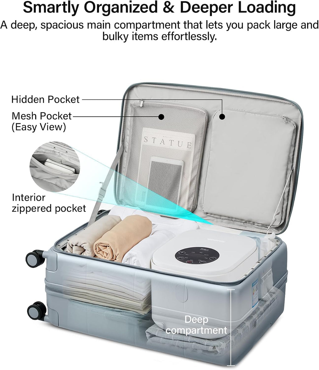 MILADA 20-Inch Expandable Carry On Luggage, Hard Shell Top-Opening Luggage with Wheels, TSA-Approved Small Travel Bag for Men and Women Carry-On Suitcase, Grey