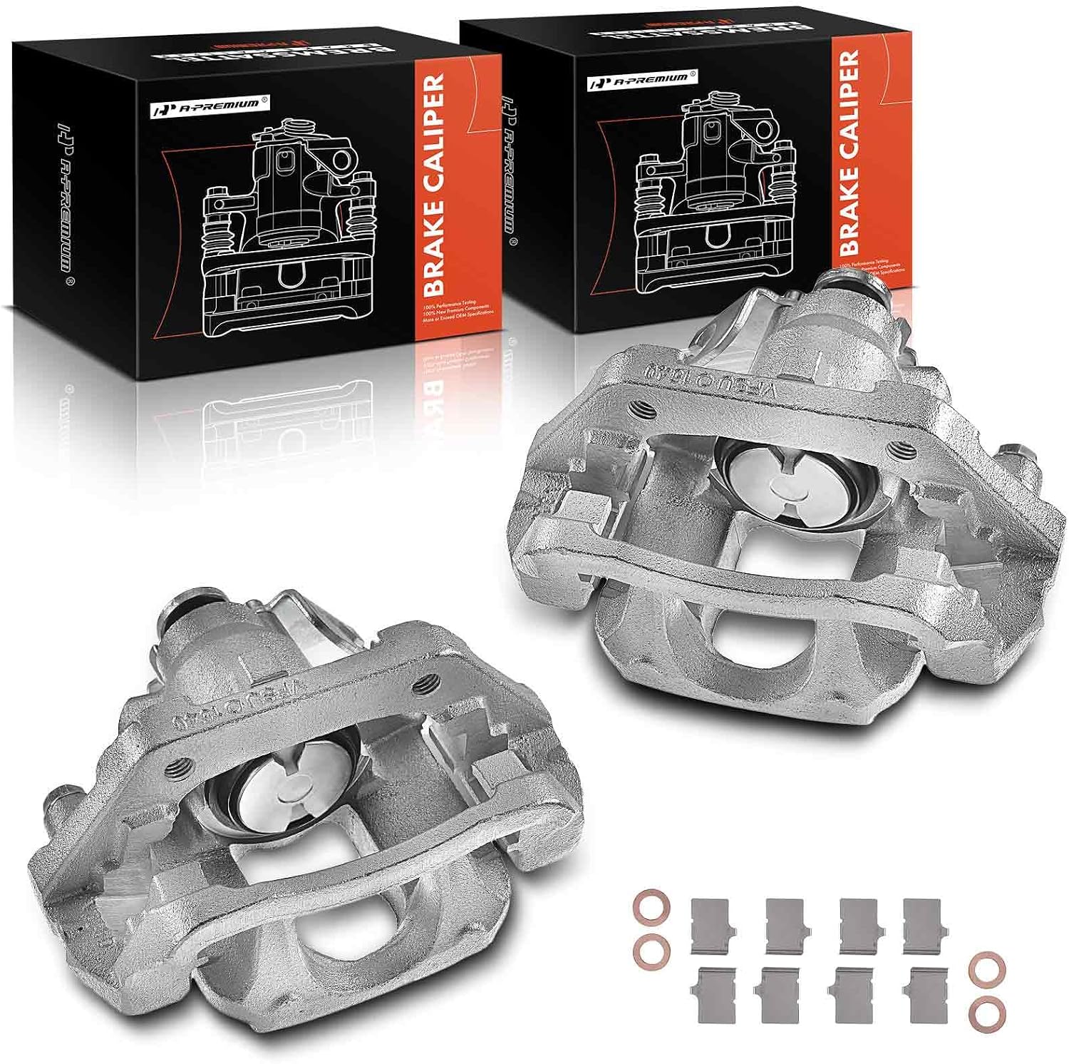 A-Premium Disc Brake Caliper Assembly with Bracket Compatible with Select Ford and Lincoln Models - Explorer 2011-2019, Taurus 2013-2019, Flex/MKT 2010-2014 - Rear Driver and Passenger, 2-PC Set