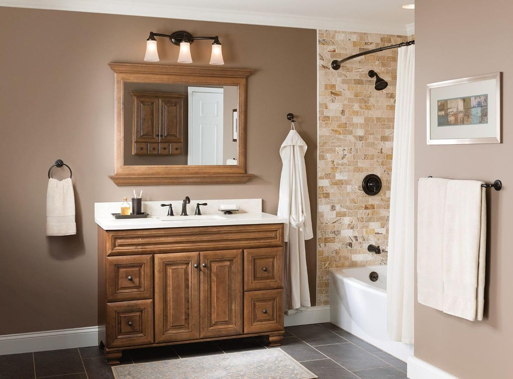 Moen YB2863ORB Eva 3-Light Dual-Mount Bath Bathroom Vanity Fixture with Frosted Glass, Oil Rubbed Bronze