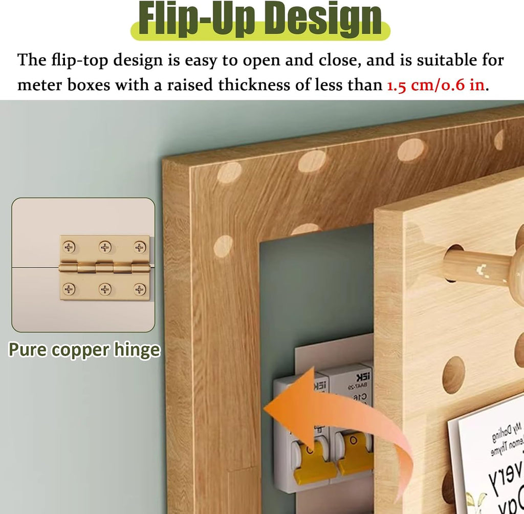 Electrical Panel Cover Electric Panel Cover with Shelf & Hook, Multifunctional Circuit Breaker Box Cover Decorative, Distribution Box Lid for Entrance Corridor(Brown,40 x 50 cm (15 3/4' x 19 3/4'))