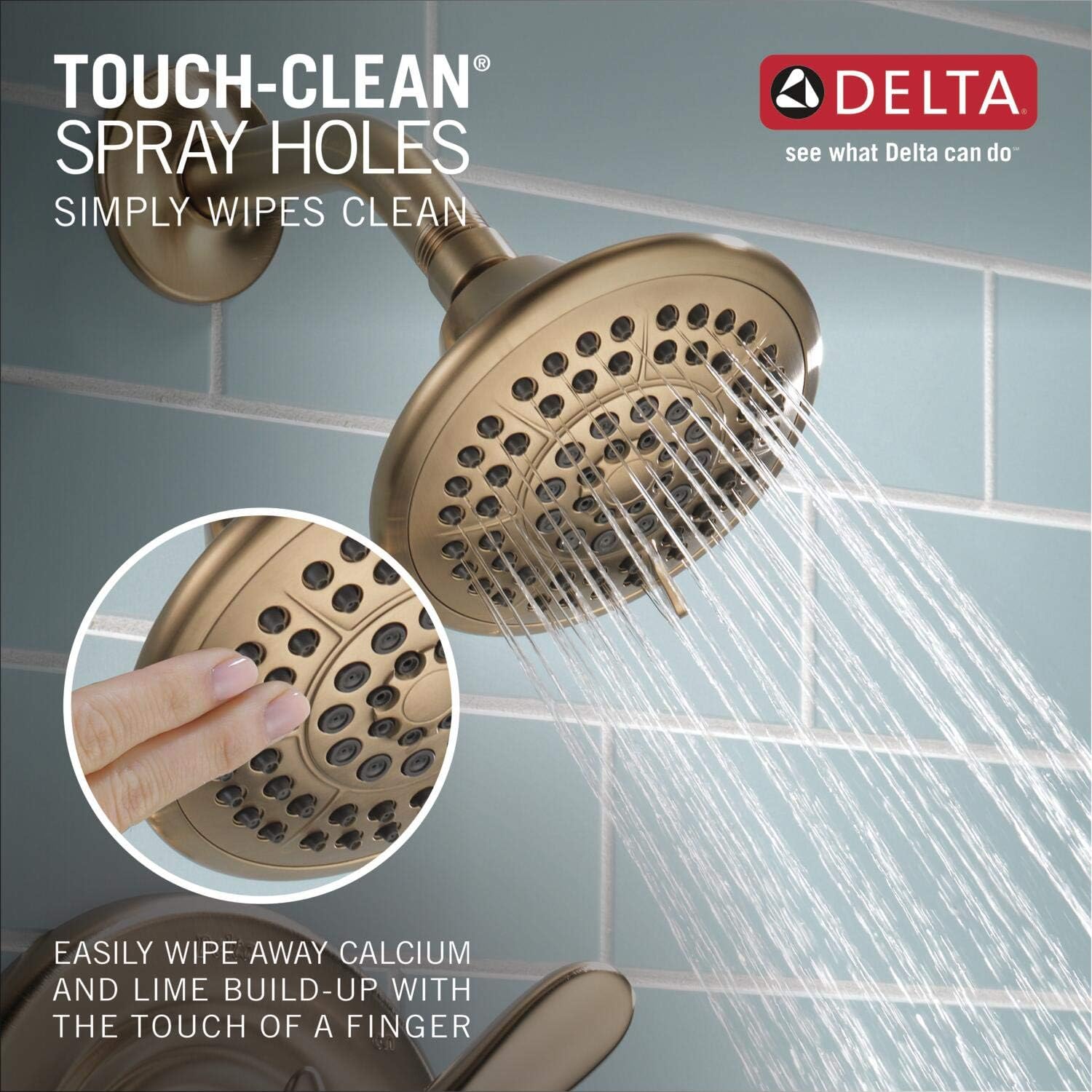 Delta Faucet Lahara 14 Series Single-Handle Tub and Shower Trim Kit, Shower Faucet with 5-Spray Touch-Clean Shower Head, Champagne Bronze T14438-CZ (Valve Not Included)