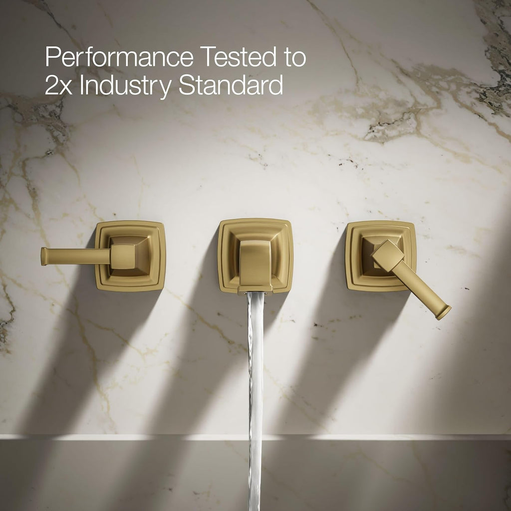 Kohler T26432-4-2MB RIFF® Widespread wall-mount bathroom sink faucet trim, Vibrant Brushed Moderne Brass