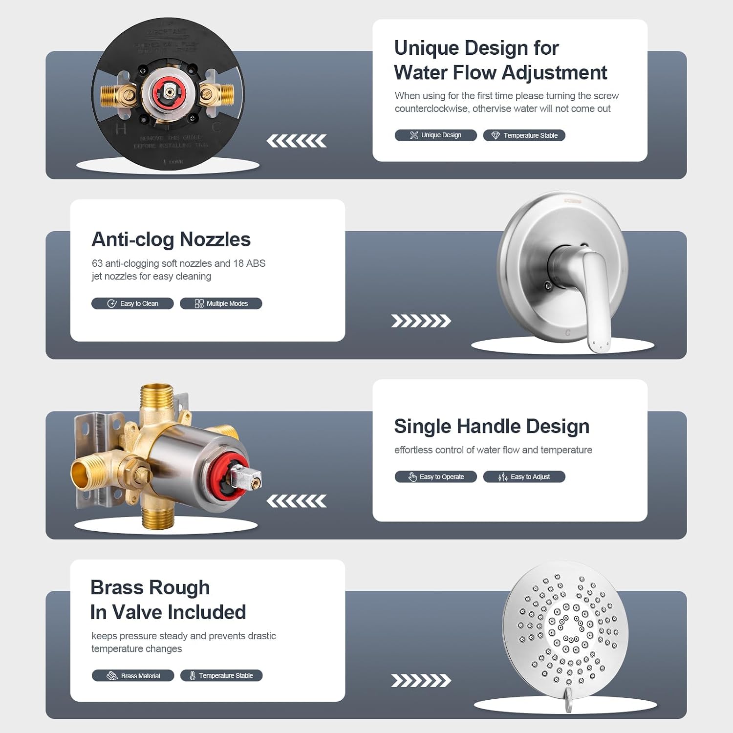 Shower Faucet with Valve, Brushed Nickel Bathroom Tub Shower Faucet Kit, Single Handle Rain Shower Head with Tub Spout, Solid Brass Shower Tub Faucet Set Complete, Bathtub Faucet with Shower