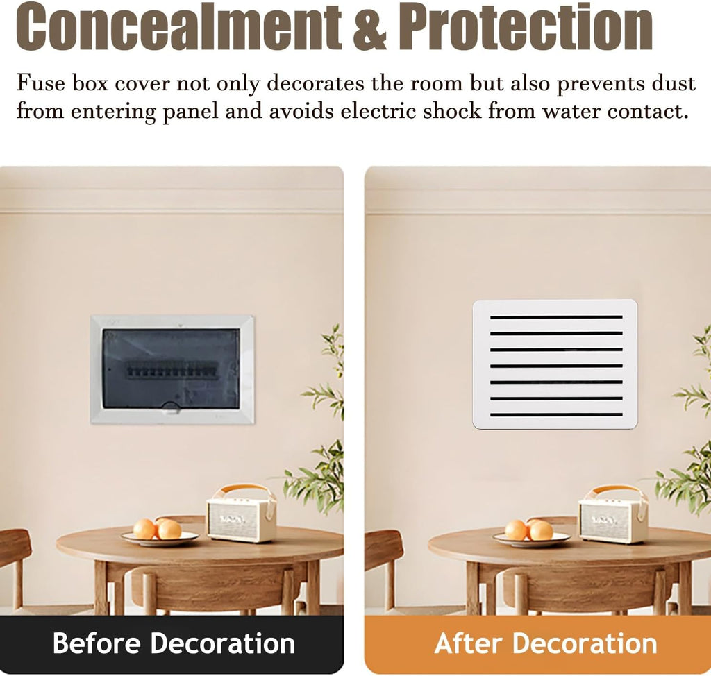 Electrical Panel Cover Ventilated fuse box cover white, Airflow Vent electrical panel cover, Wall Hanging breaker box cover for Office, Restaurant, Farmhouse decor(Style2,WXH-60 x 45CM-23.6x17.7')